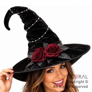 SOMBRERO BRUJA CON ROSAS